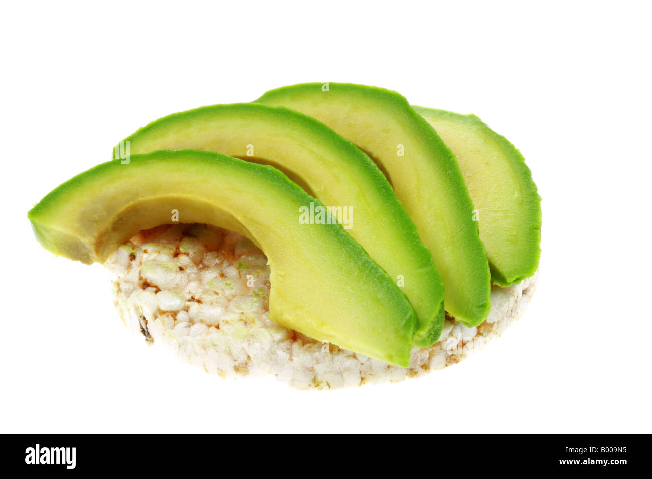 Rice Cake with Avocado Slices Stock Photo Alamy