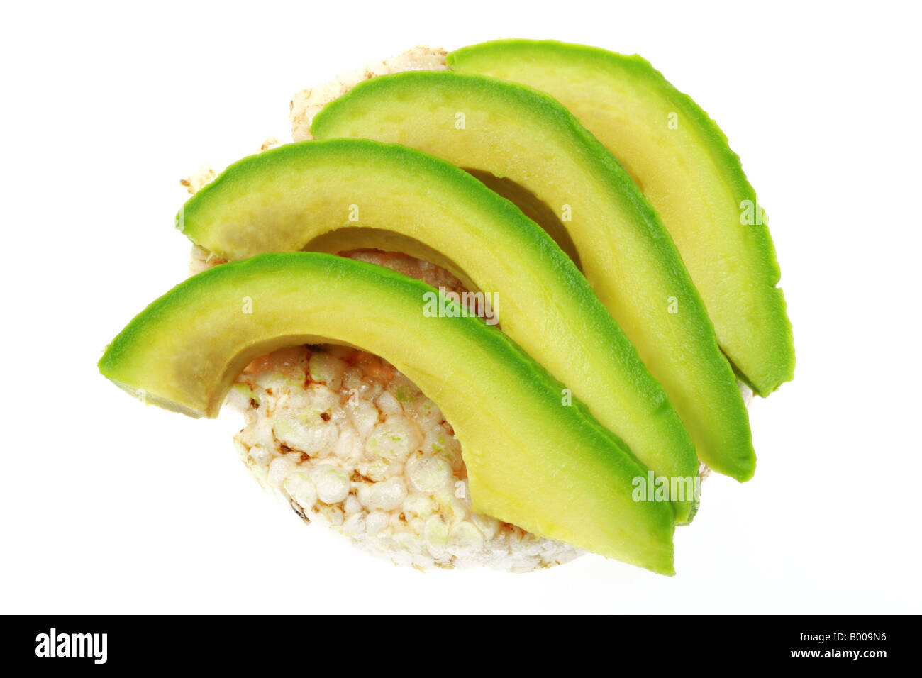 Rice Cake with Avocado Slices Stock Photo Alamy