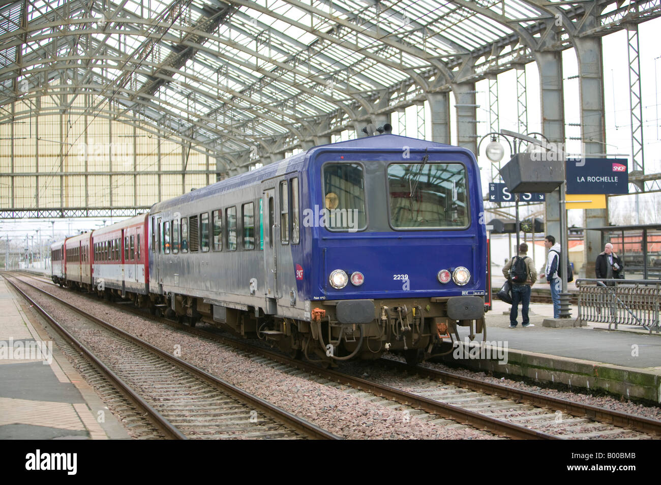 France, railway, rail, train, speed, transport, , trains, La Rochelle, station, travel, destinations, vacations, Europe, railroa Stock Photo