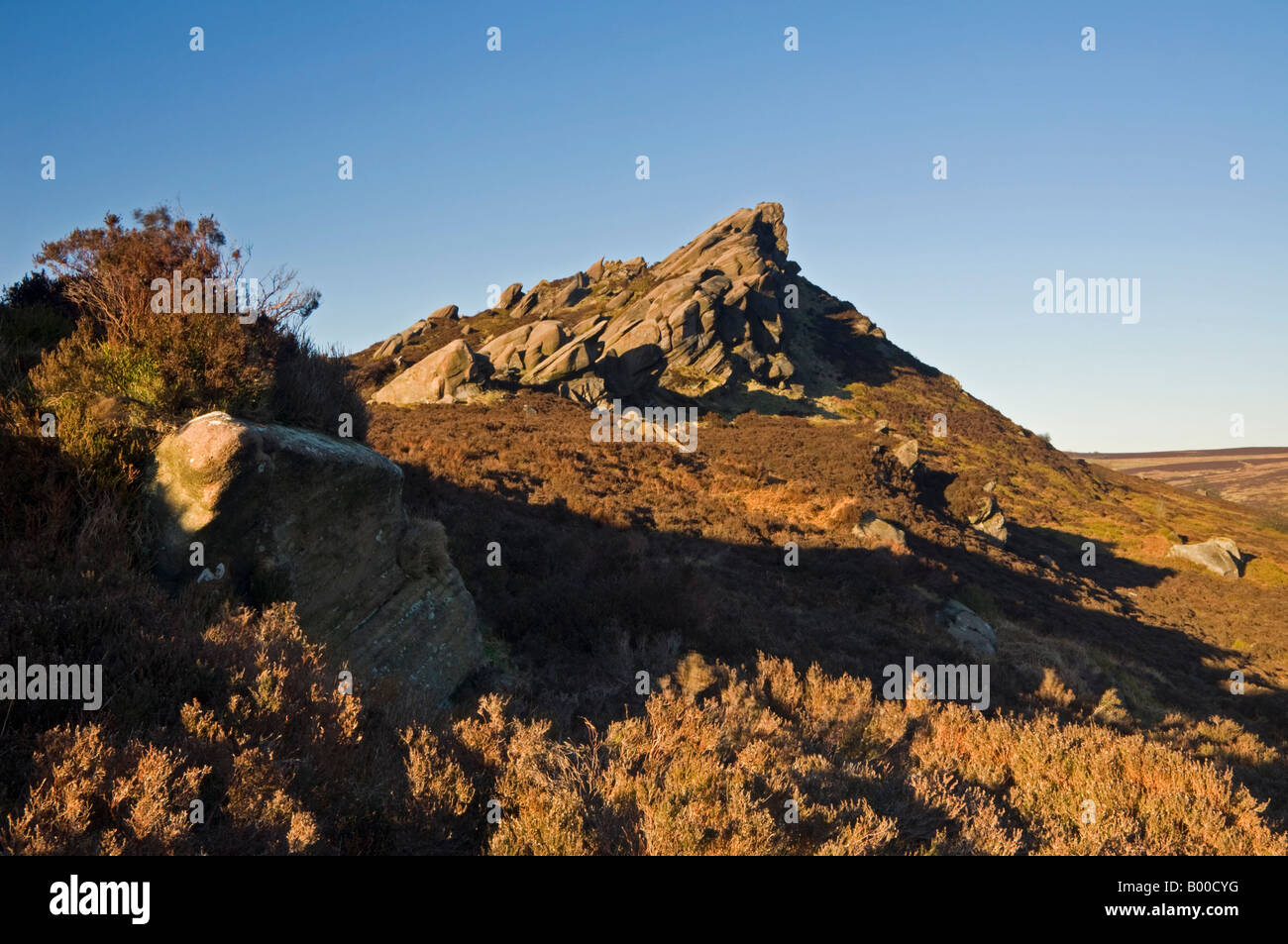 Evening Light on Ramshaw Rocks in the Peak District National Park, Staffordshire, England, UK Stock Photo