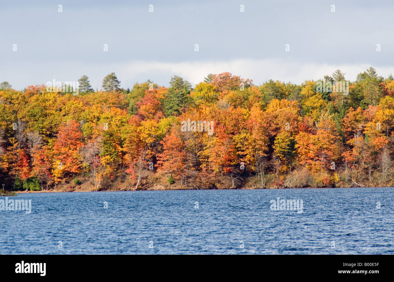 Fall colors on the Au Sable River outside of Au Sable, Michigan Stock ...