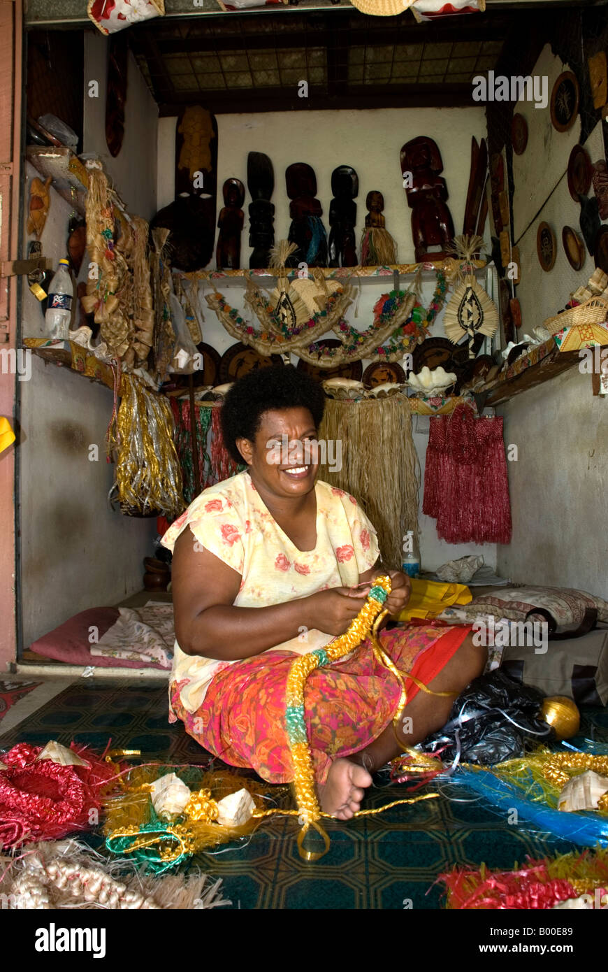 fiji nadi handicraft market stall Stock Photo