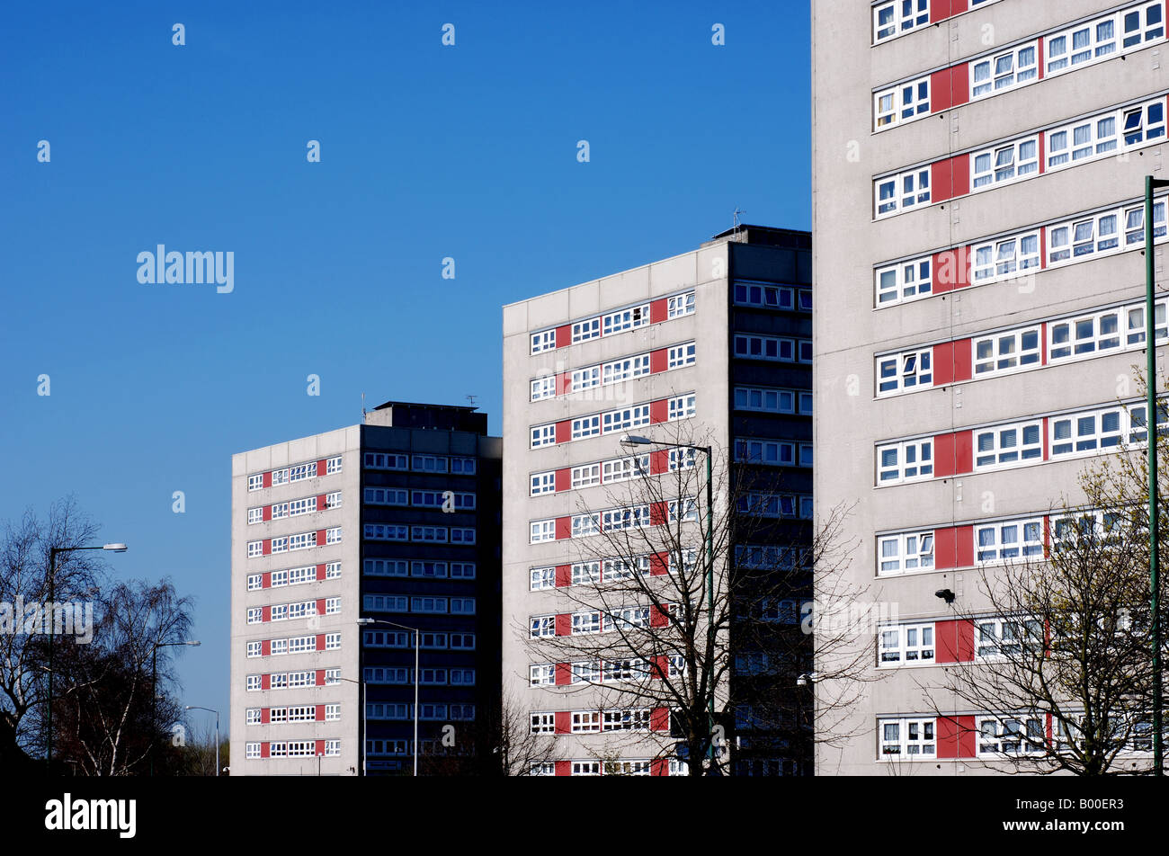 High rise flats, Chelmsley Wood, West Midlands, England, UK Stock Photo