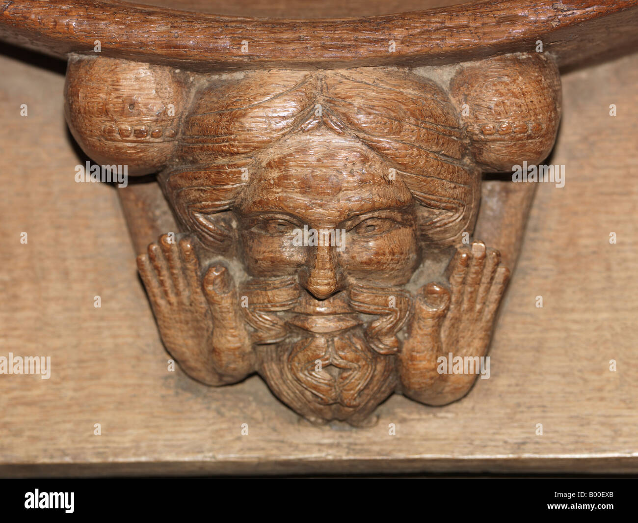 Winchester Cathedral Misericord Detail in the Quire Stock Photo