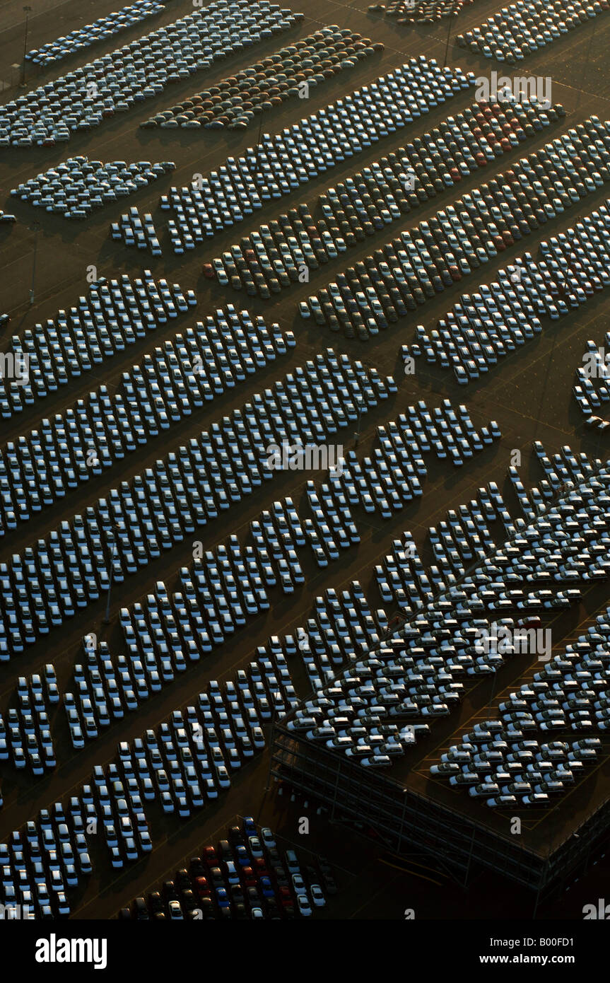 Port of Rotterdam Rozenburg aerial view of the the car terminal Stock