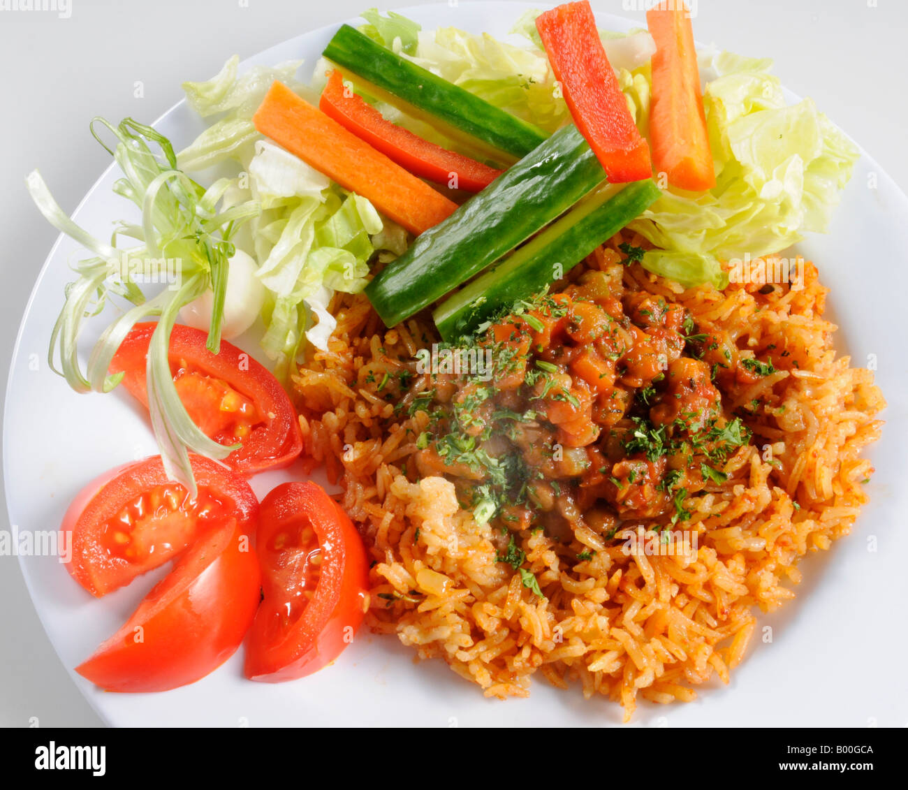 HEALTHY SCHOOL MEAL WITH SALAD Stock Photo