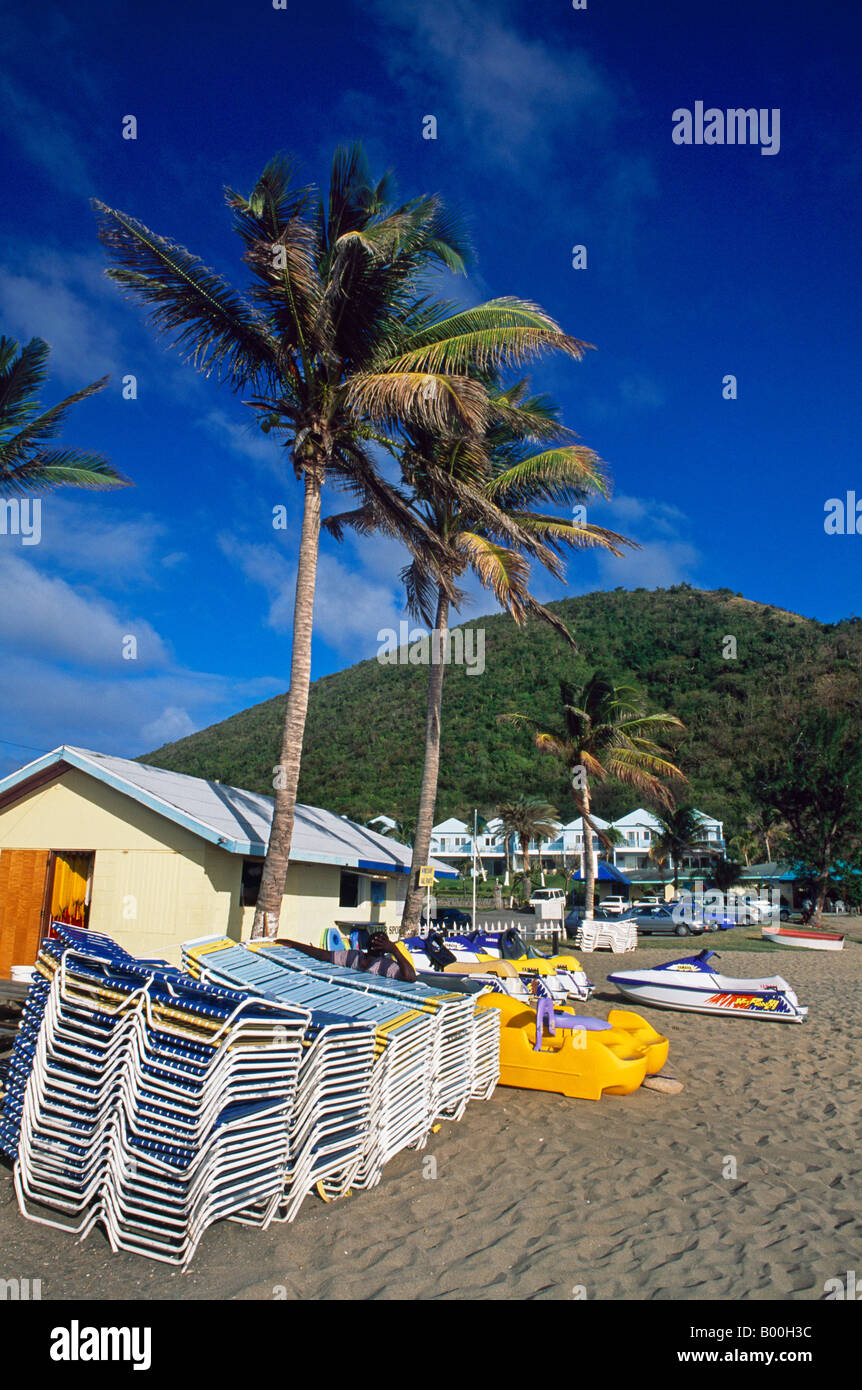 Frigate Bay St Kitts Sunbeds On Beach Stock Photo - Alamy