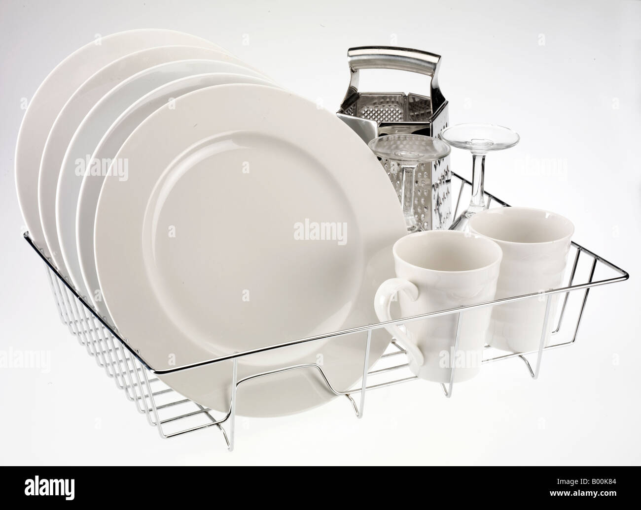 DISH RACK WITH CLEAN WASHED DISHES Stock Photo Alamy