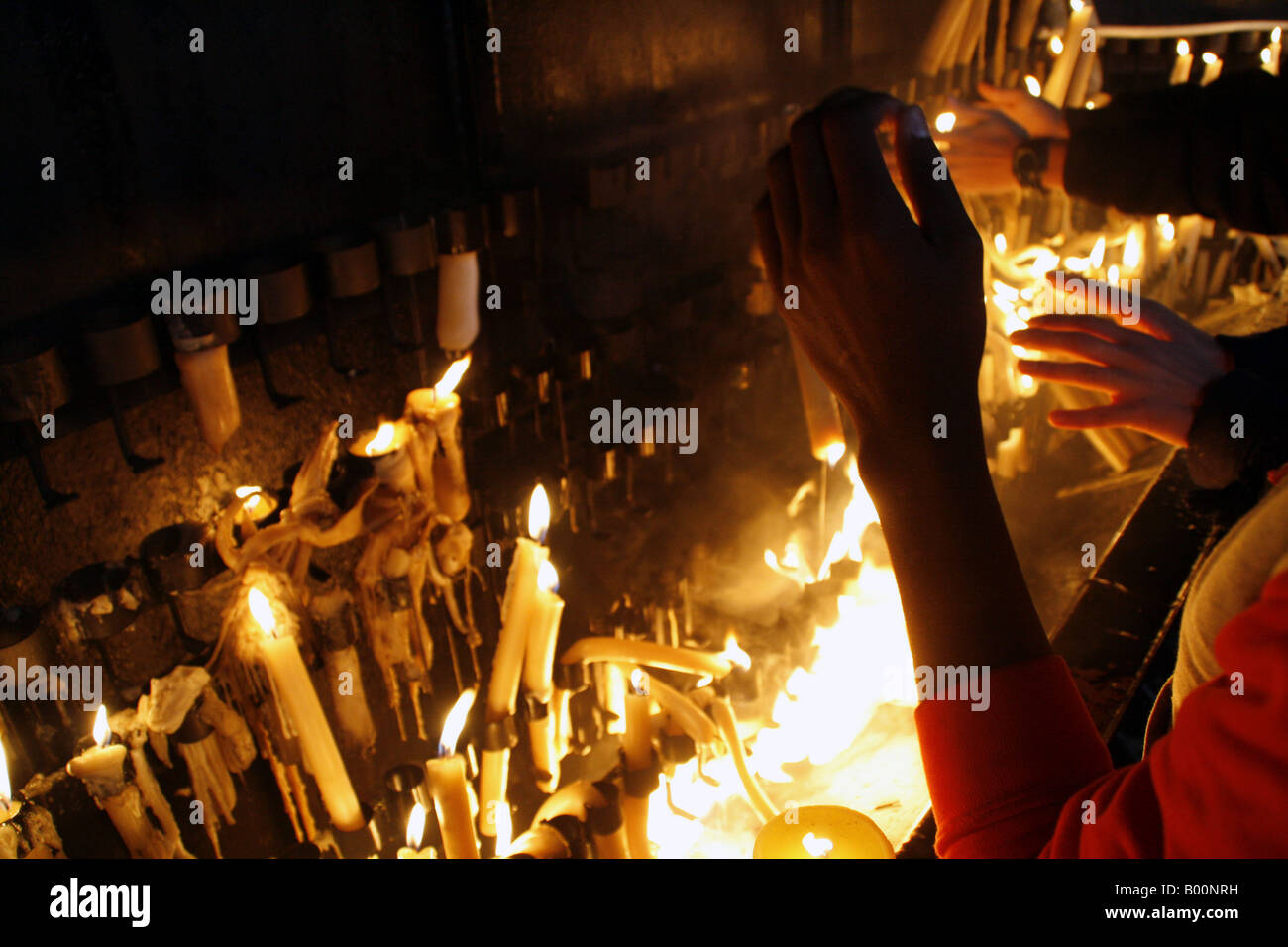 Candle shrine at Fatima, Portugal Stock Photo Alamy
