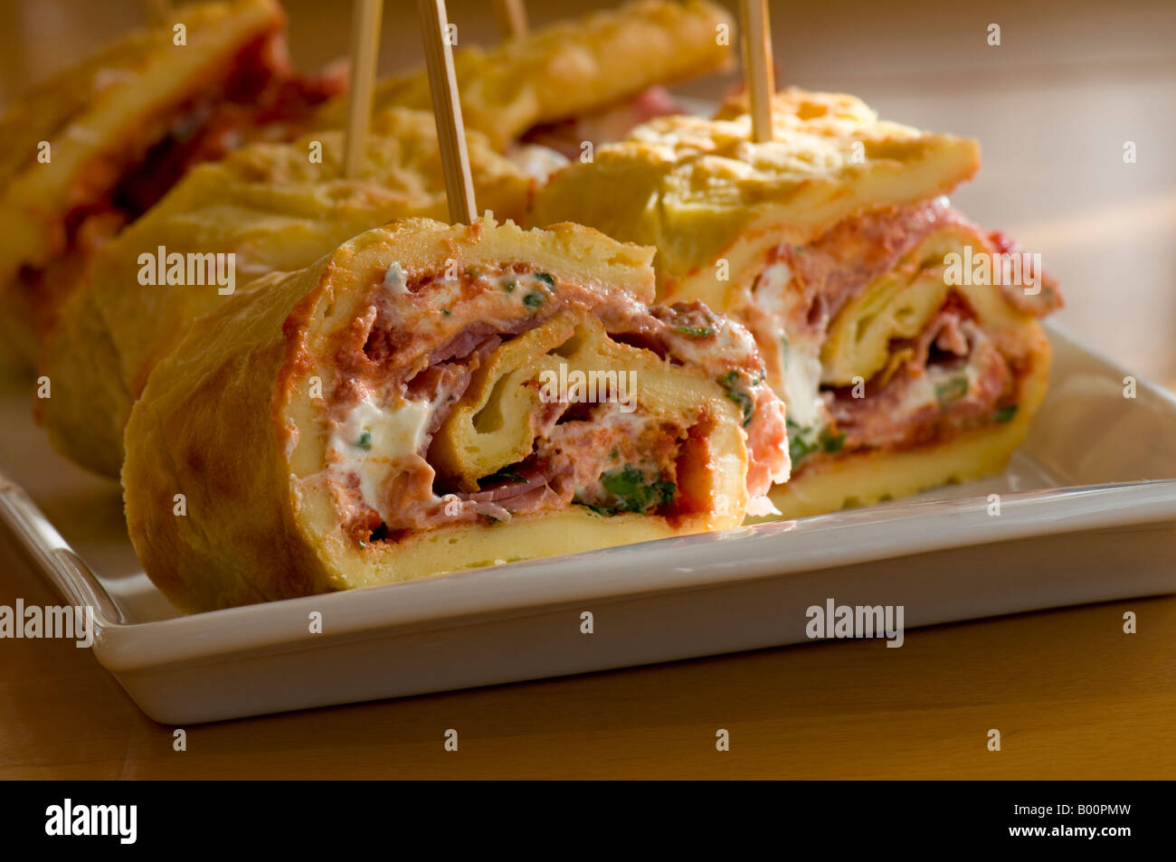 ham cream cheese roulette Stock Photo - Alamy
