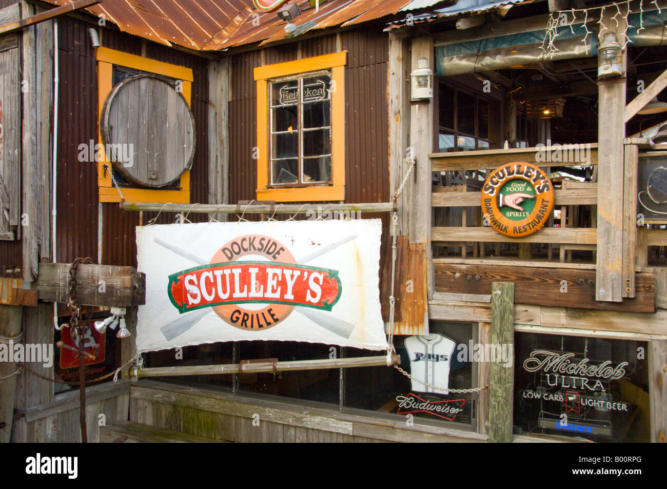 The rustic Sculleys Dockside Grill in Johns Pass Florida USA Stock Photo Alamy