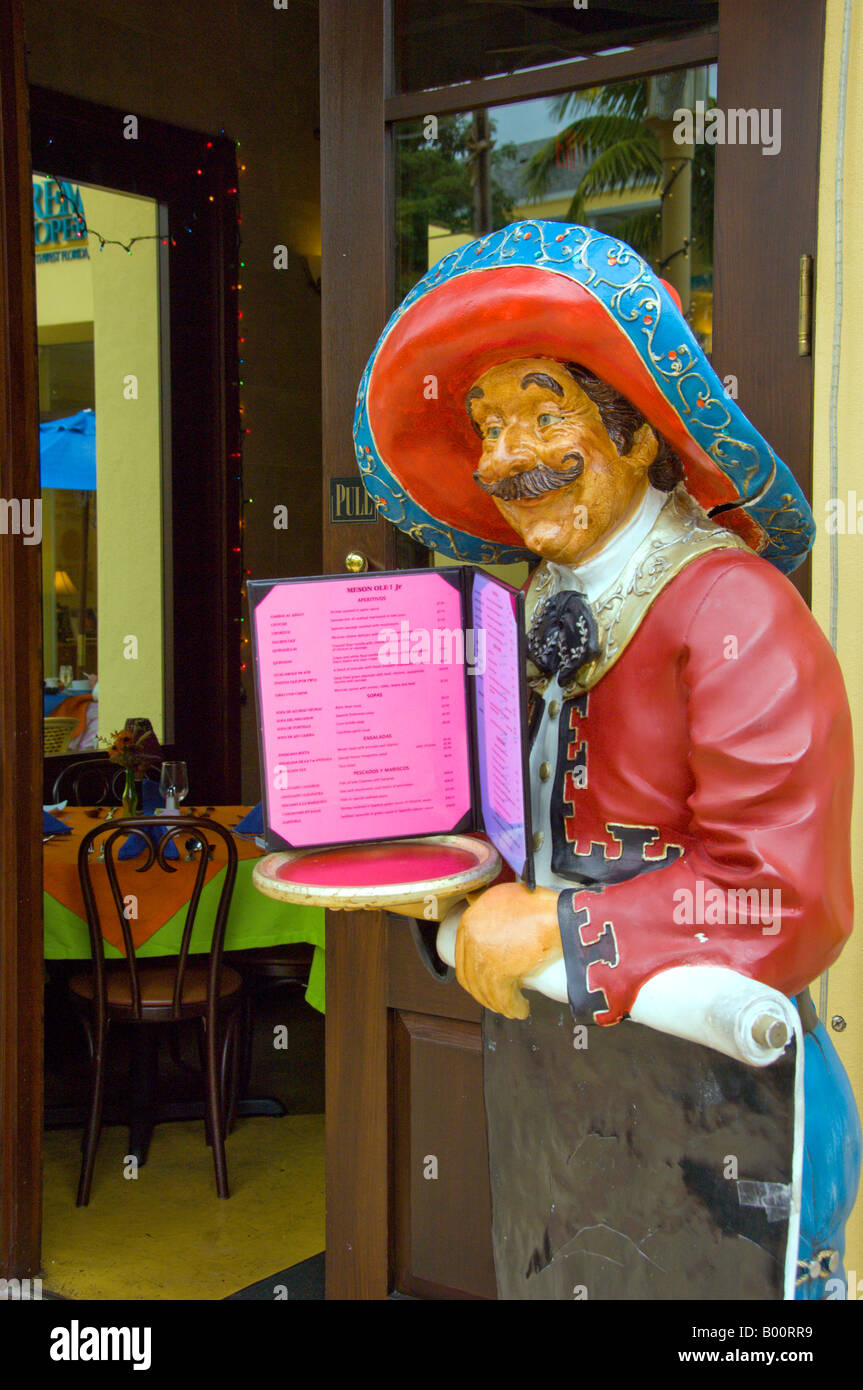 The Meson Ole Mexican restaurant menu display on Fifith Street in Naples Florida USA Stock Photo