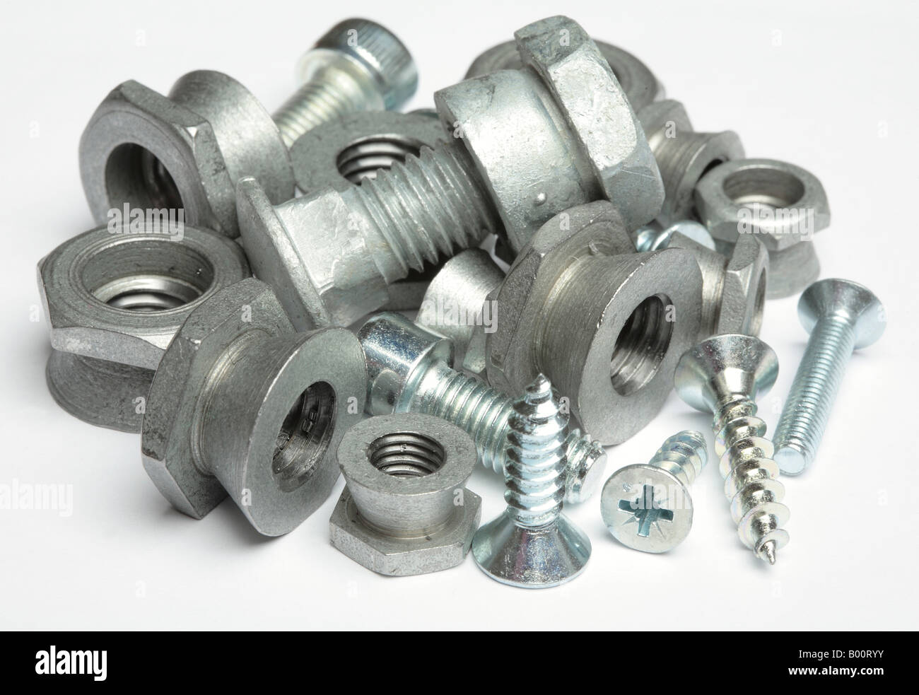 Assorted Screws, Nuts and Bolts. Stock Photo