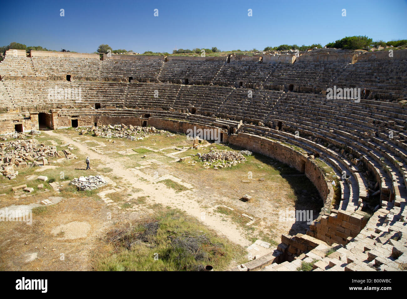 Roman Amphitheatre, Leptis Magna, Libya, North Africa Stock Photo