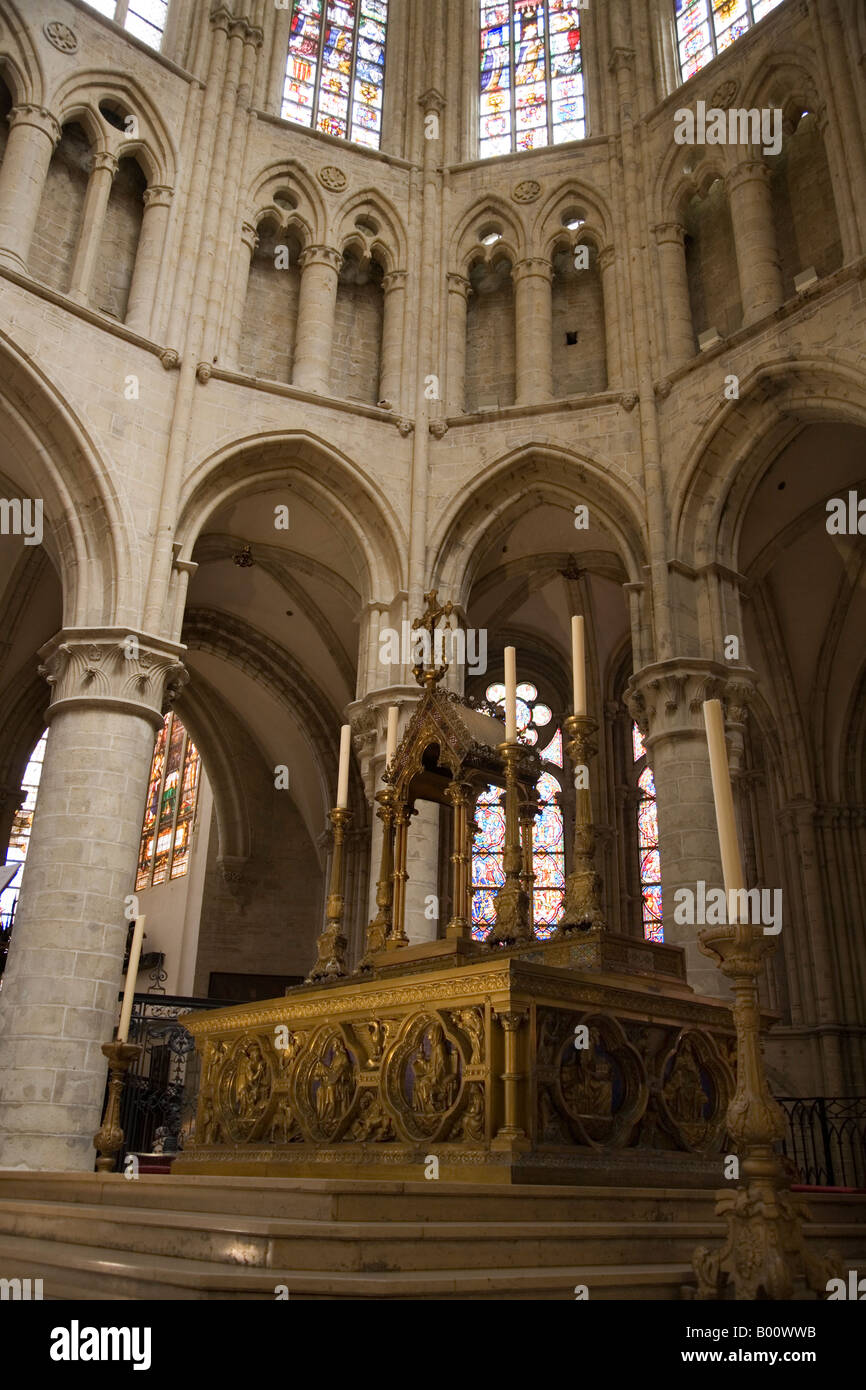 The Choir of Cathedral of Saints Michel and Gudule, in Bruxelles, Belgium. Stock Photo