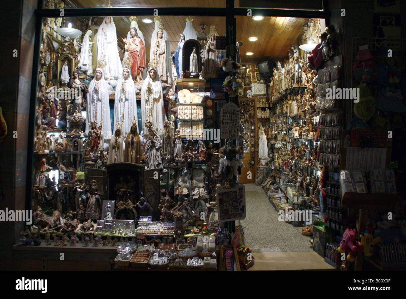 Shop selling Catholic souvenirs in Fatima, Portugal Stock Photo Alamy