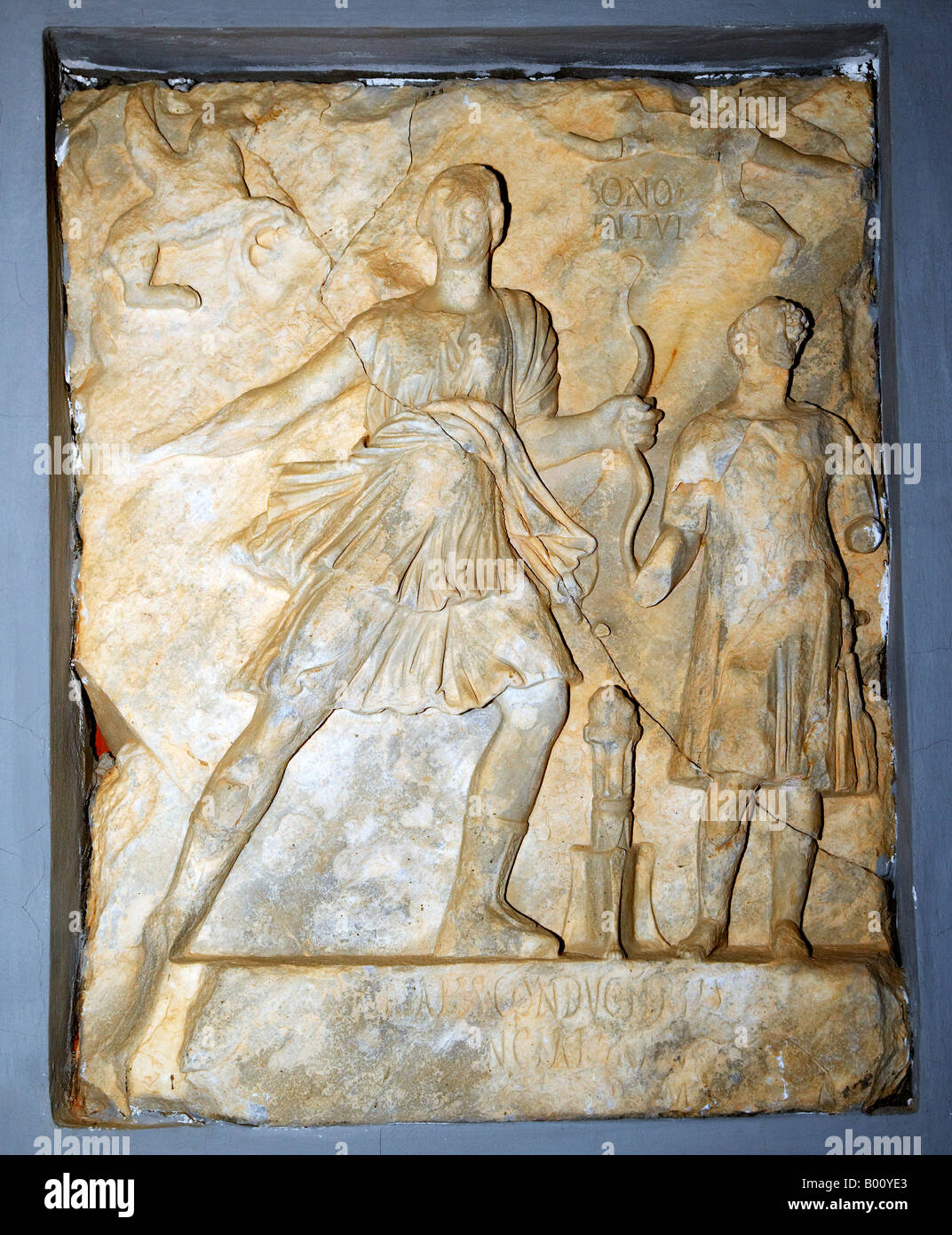 Marble Reliefs taken from the Severan Arch in Leptis Magna, Libya, North Africa, now housed in the Museum Stock Photo