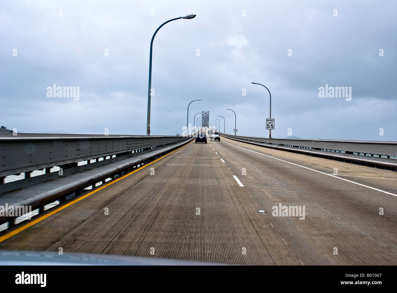 Traveling north on the Richmond San Rafael Bridge. Richmond,California Stock Photo