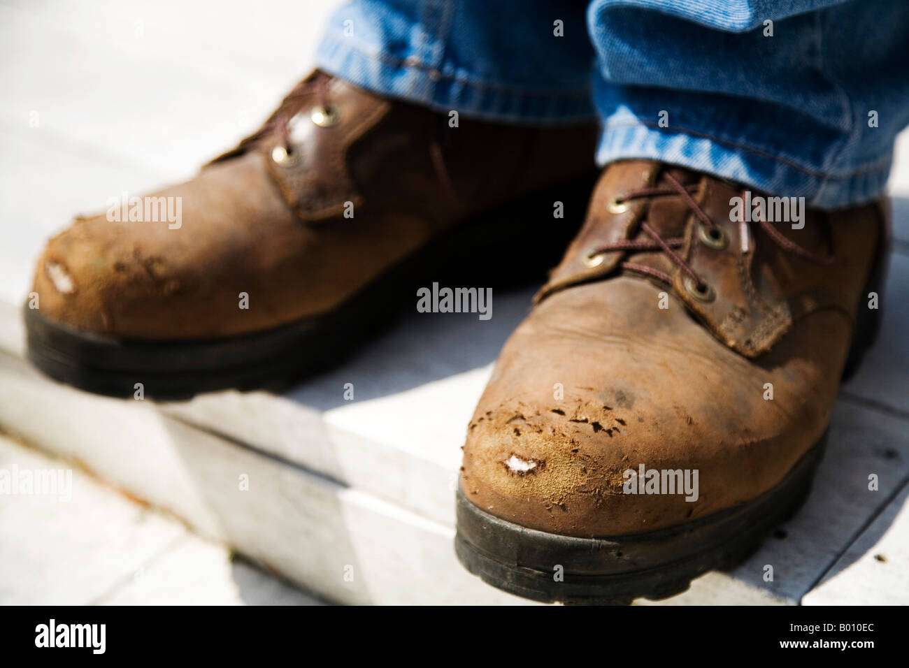 Close-up of work Boots. Stock Photo