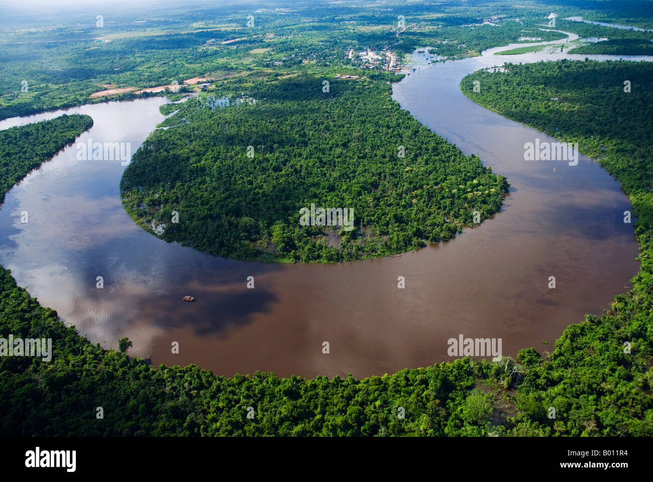 Peru, Amazon, Amazon River. Bends in the Nanay River, a Tributary of the Amazon River. Stock Photo