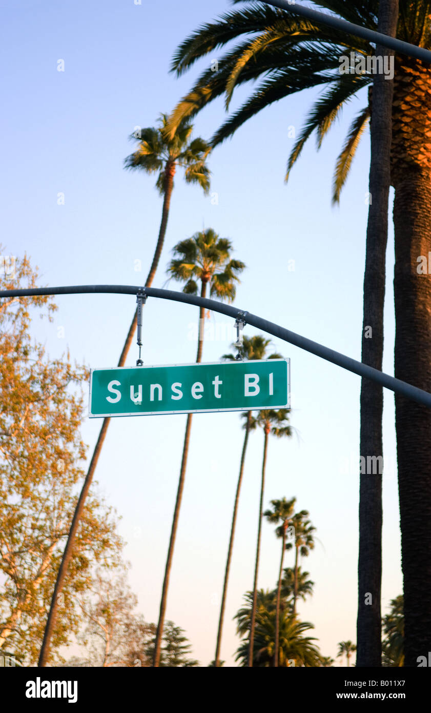 Famous Sunset Blvd sign in Beverly Hills Los Angeles California Stock ...