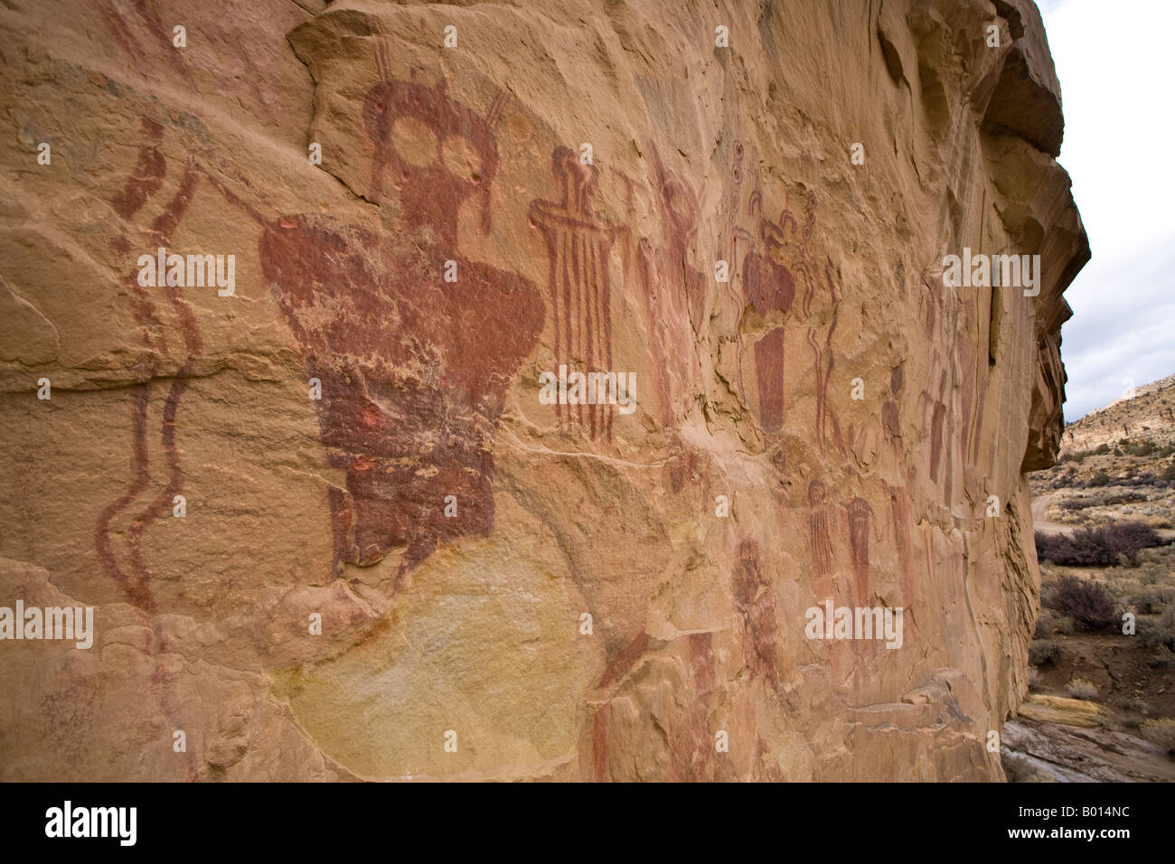 Pictographs in Thompson Canyon Thompson Utah Stock Photo