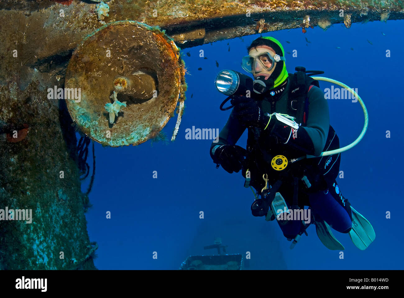 Diver and siren on the P29 Stock Photo