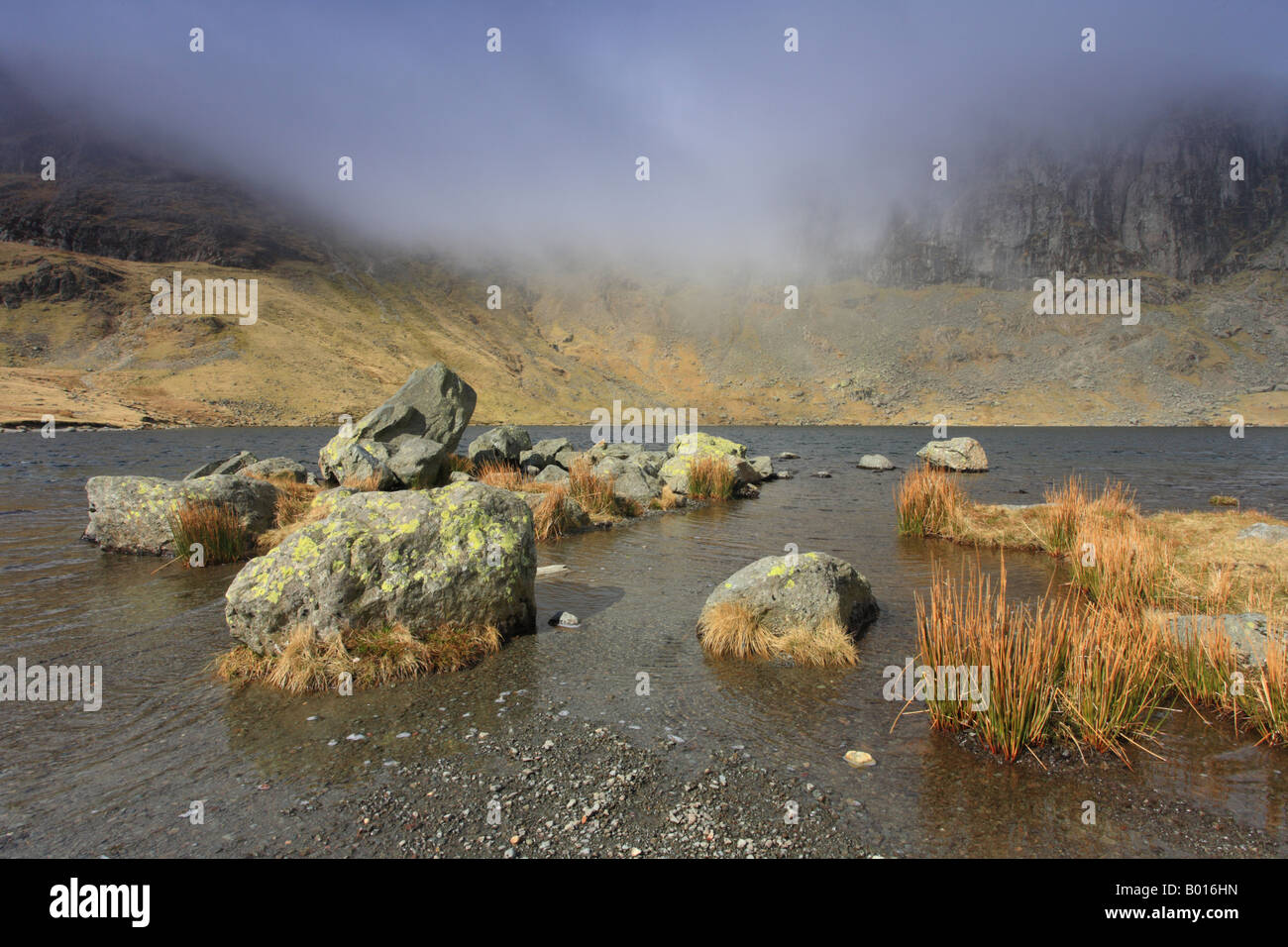 'Stickle Tarn' 'Harrison Stickle, Great Langdale Valley, English Lake District Stock Photo