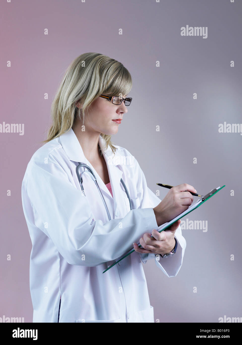 Side profile of female doctor Stock Photo