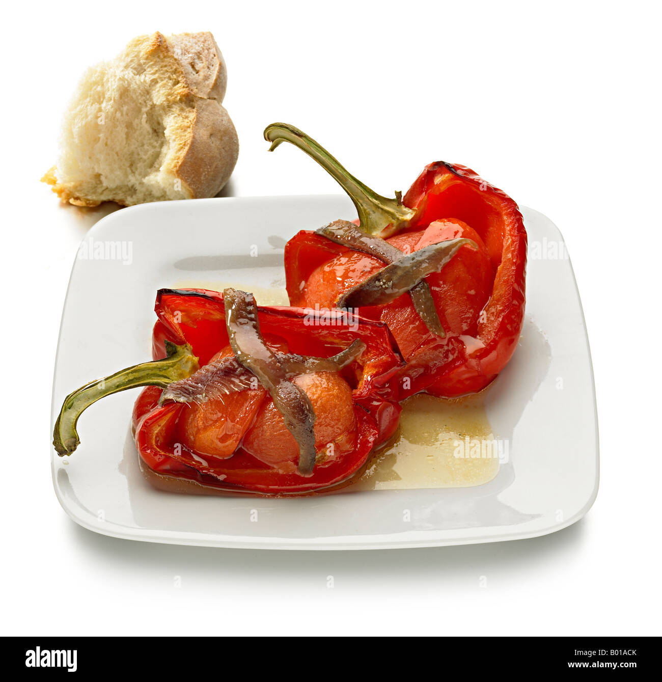 roasted peppers tomato anchovy Stock Photo