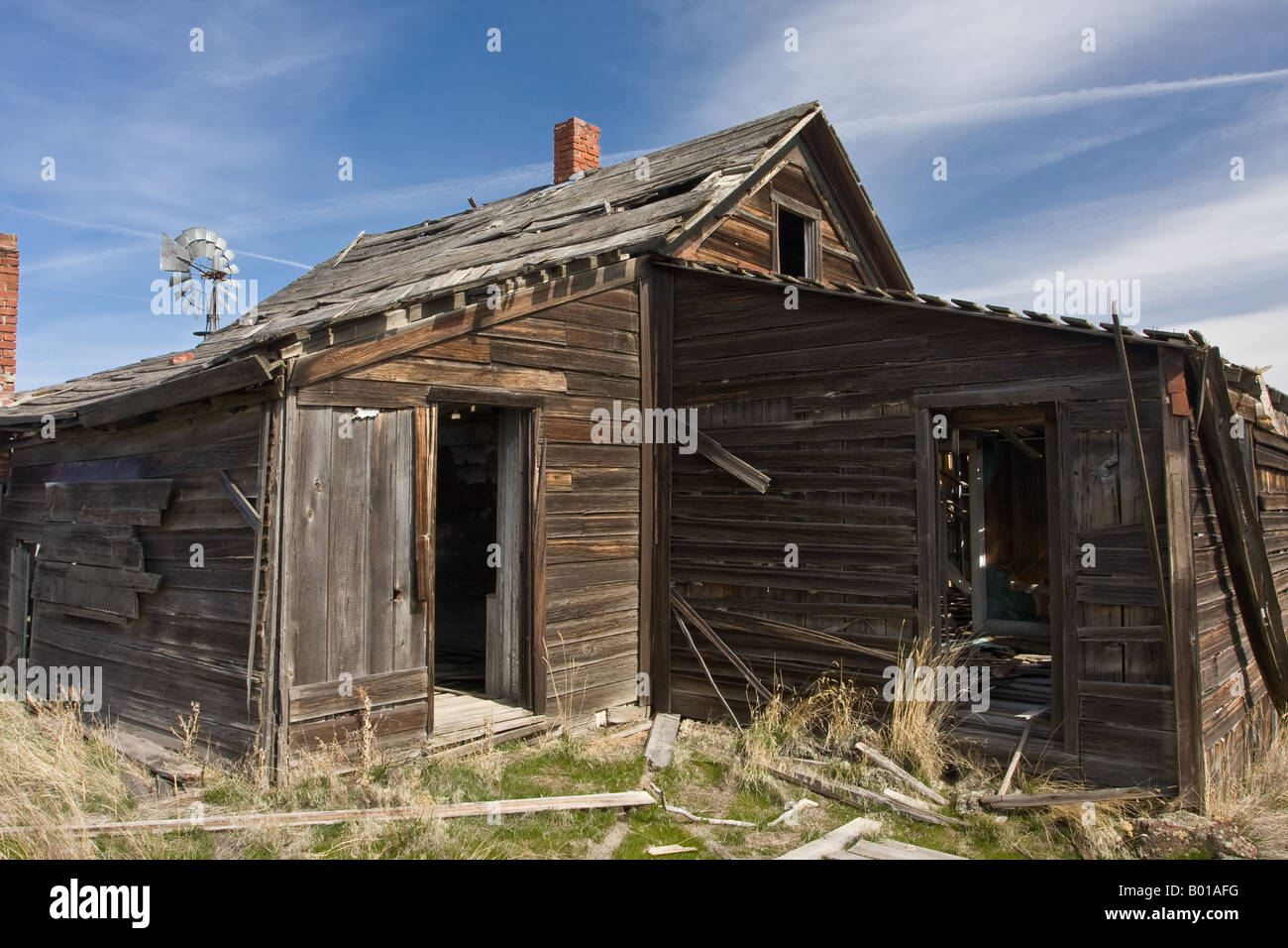 Old Ranch House Buildings and Windmill Near Kent in Central Oregon