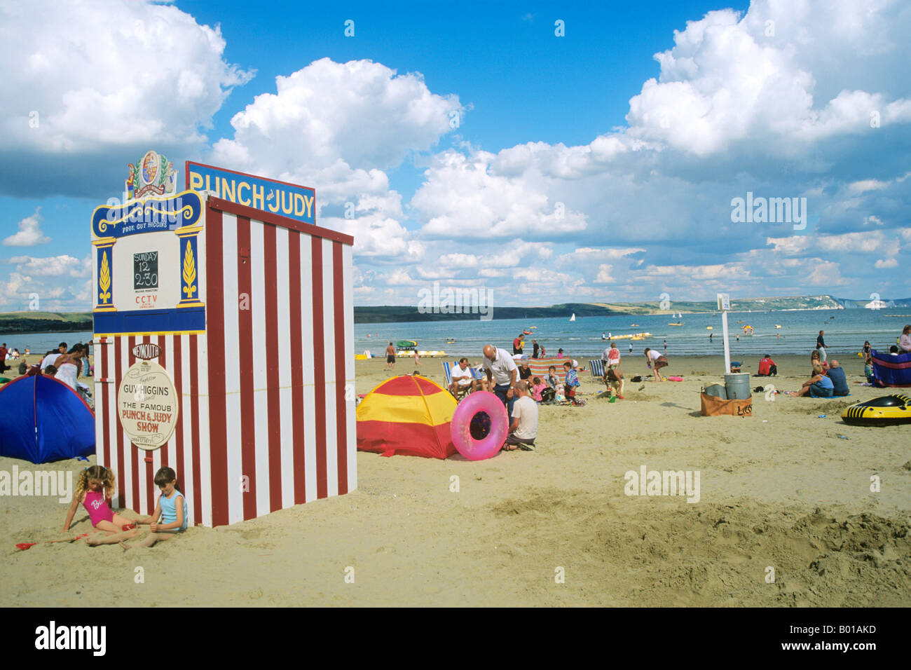 Punch & Judy Stall on Weymouth Seafront. Stock Photo