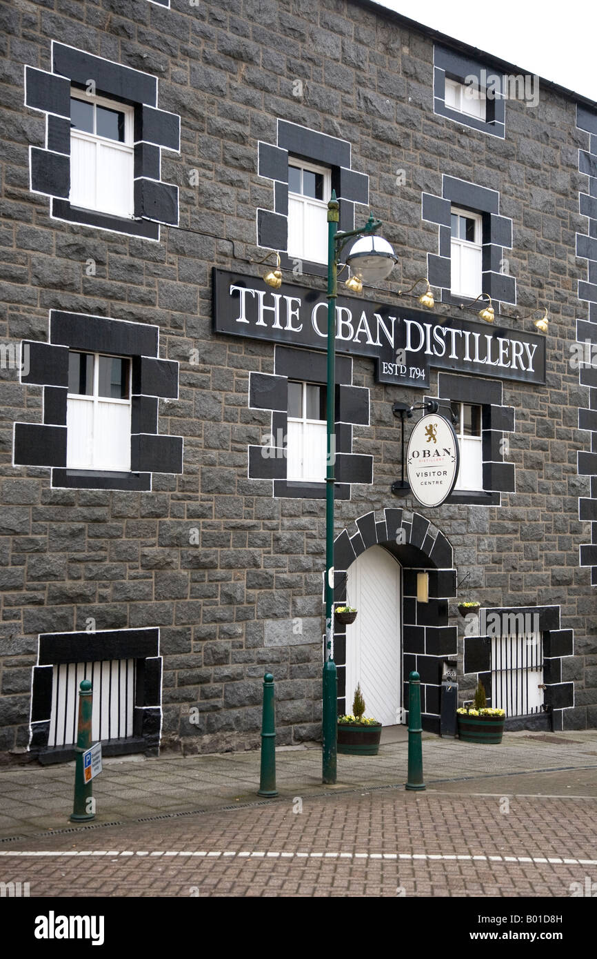 Oban Distillery is a whisky distillery in the Scottish west coast port of Oban. Stock Photo