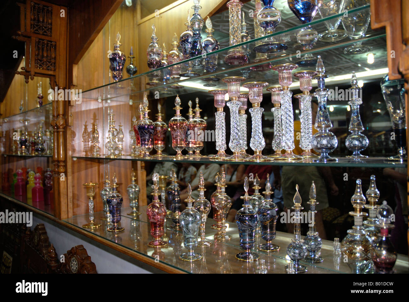 The bottles in a perfume shop in Egypt near the River Nile Stock Photo