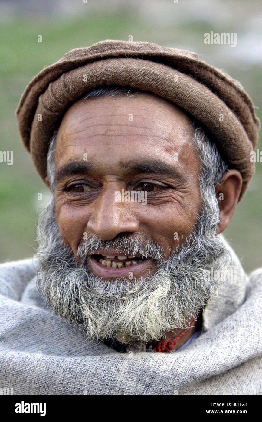 Portrait of an elderly Pakistani man, Bani Muri, Pakistan Stock Photo