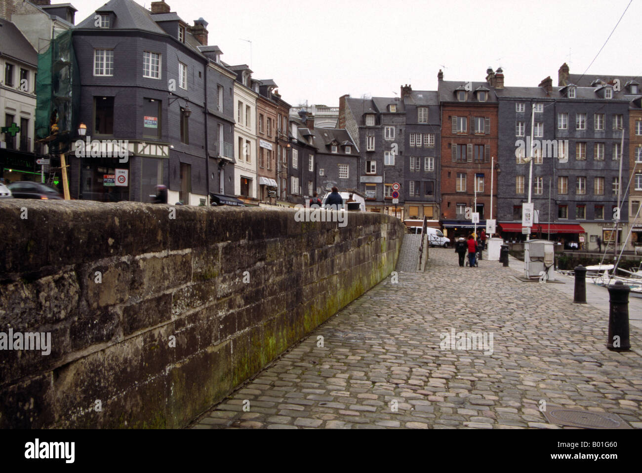 Honfleur harbour, surrounded by old buildings Stock Photo - Alamy