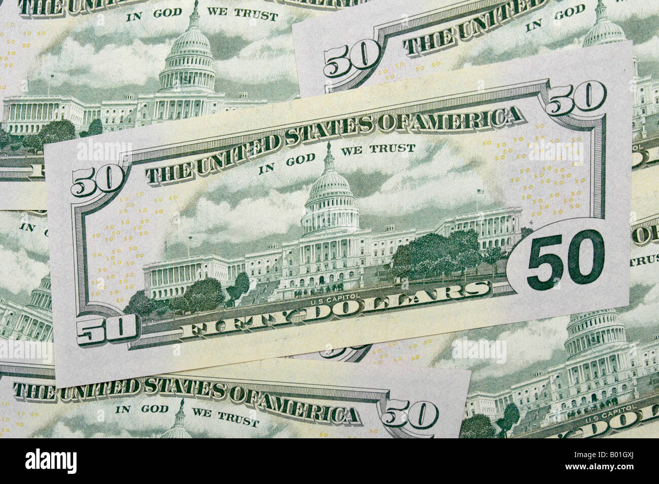 50-Dollar notes Stock Photo