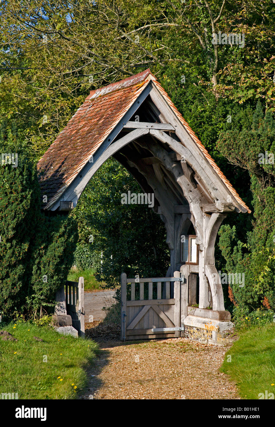 Lych Gate at St Mary the Blessed Virgin Church, Old Alresford, Hampshire, England Stock Photo