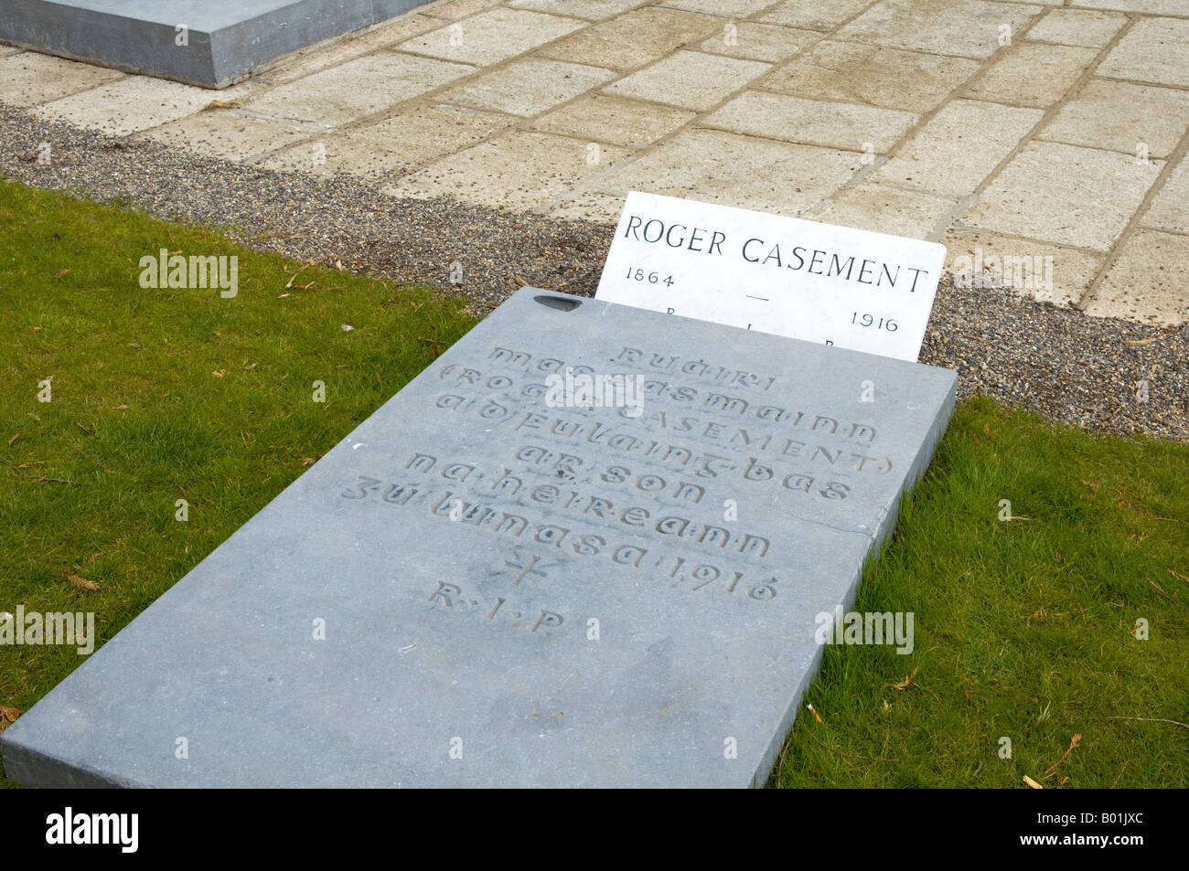 The simple grave slab over the final resting place of the patriot Roger Casement in Glasnevin cemetery Dublin Ireland Stock Photo