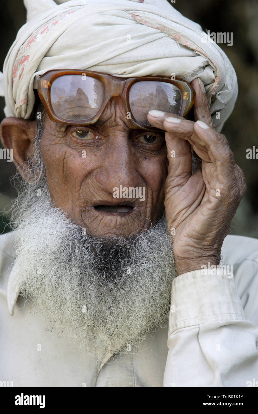 Portrait of an old man, Pakistan Stock Photo