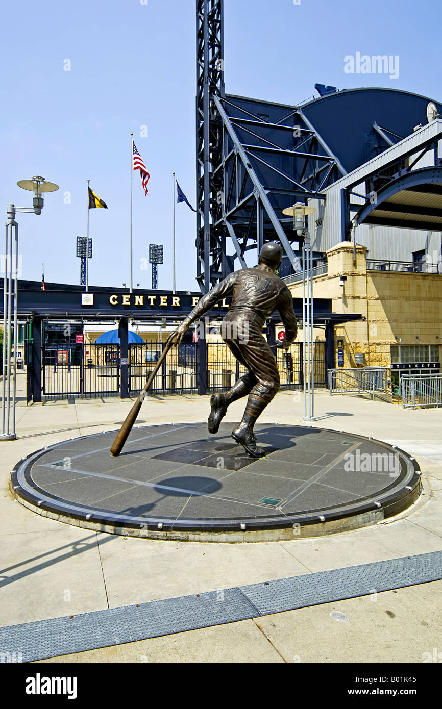 Roberto Clemente statue outside PNC Park Sports Stadium Pittsburgh