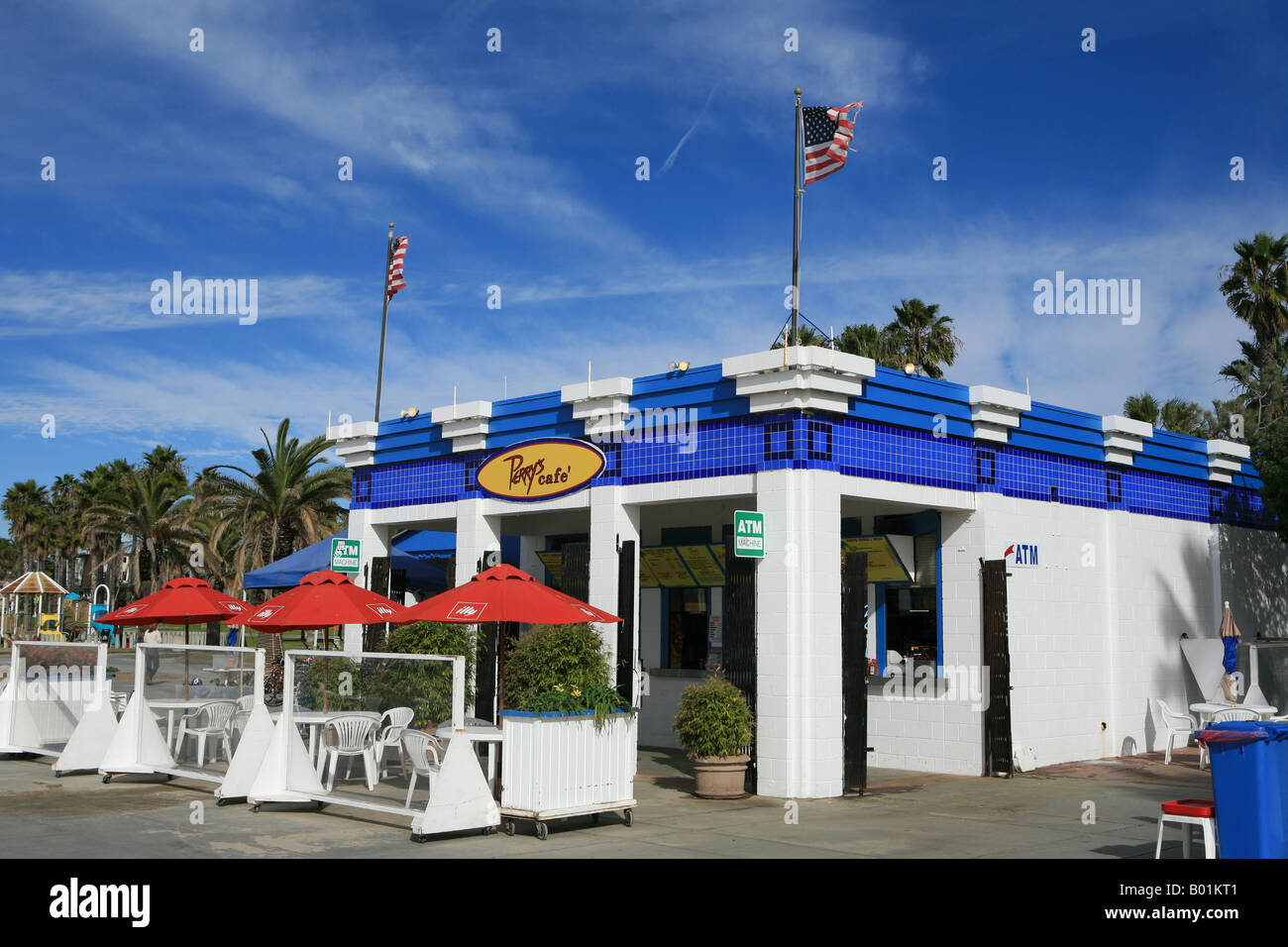 Beach cafe Santa Monica Los Angeles California USA Stock Photo Alamy