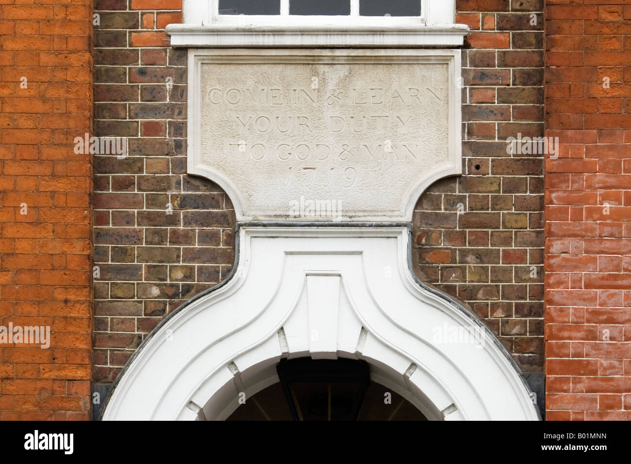 Raine's House, a former charity school (1719) in Raine Street, Wapping, London, England.  Now used by Academy of Saint Martin in the Fields Stock Photo