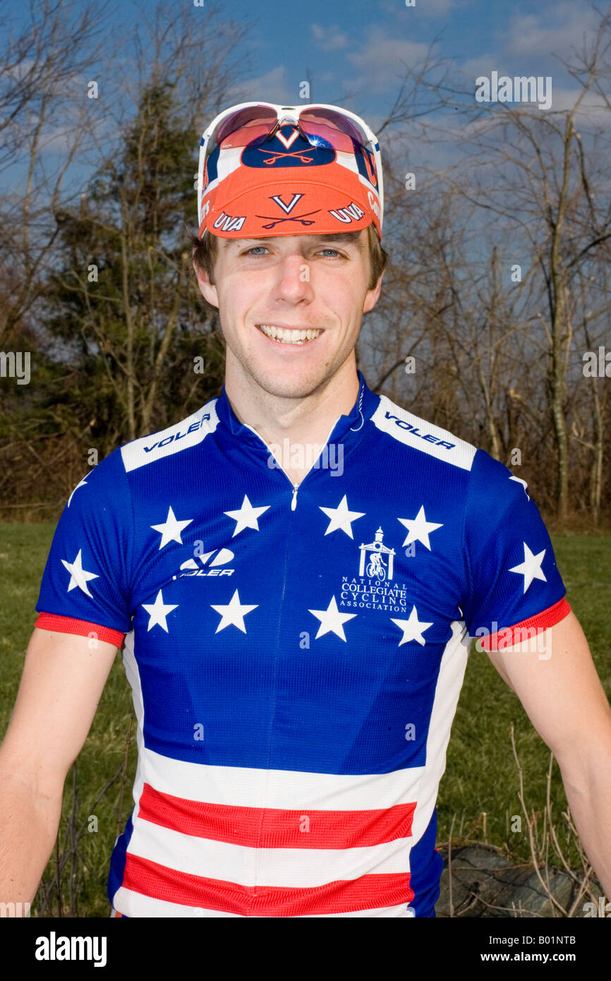 Portrait of two time US National Collegiate Cycling Champion Mark Hardman  in his national champion stars and stripes jersey Stock Photo - Alamy