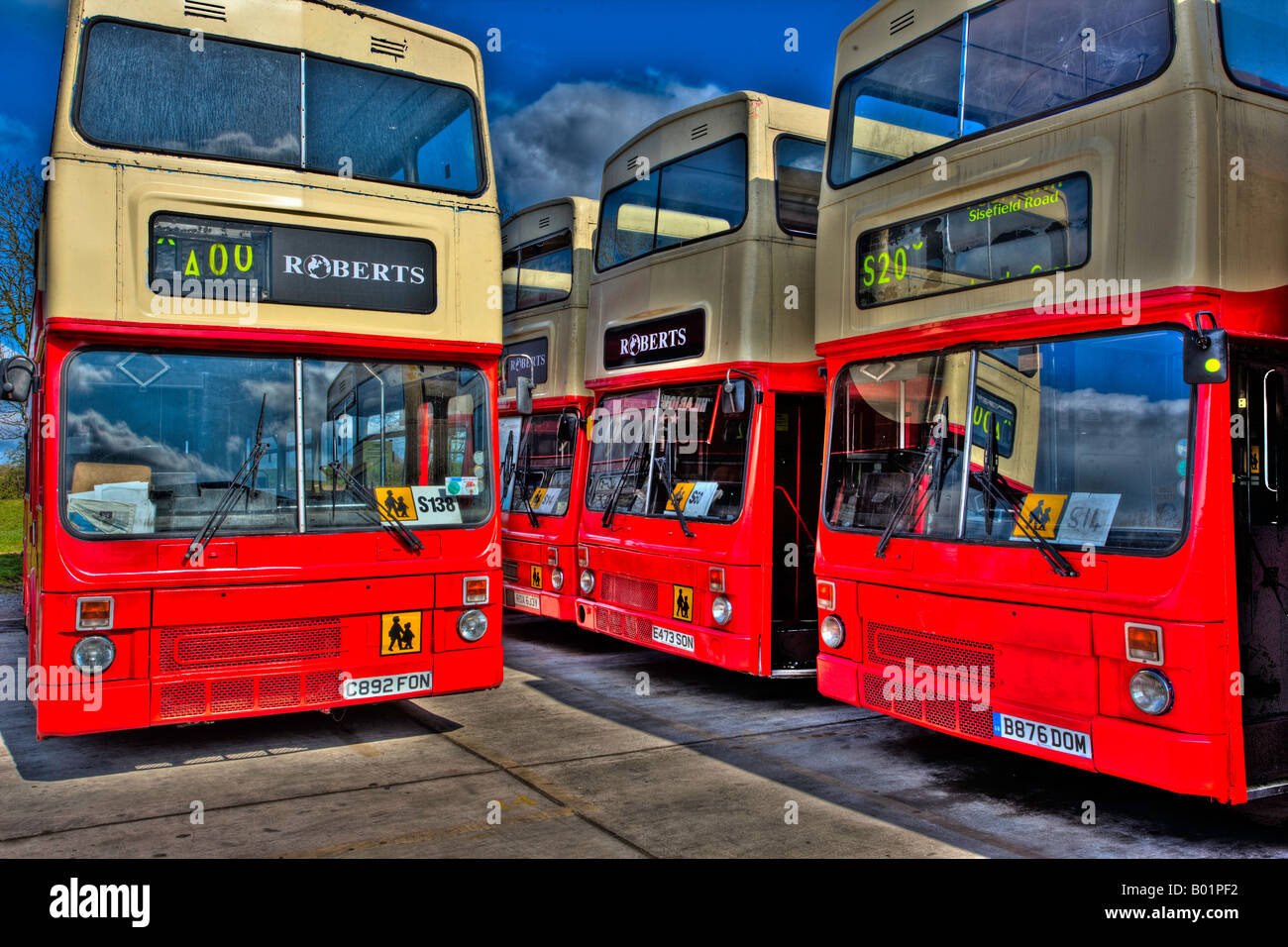 School bus depot Hugglescote Leicestershire Stock Photo Alamy