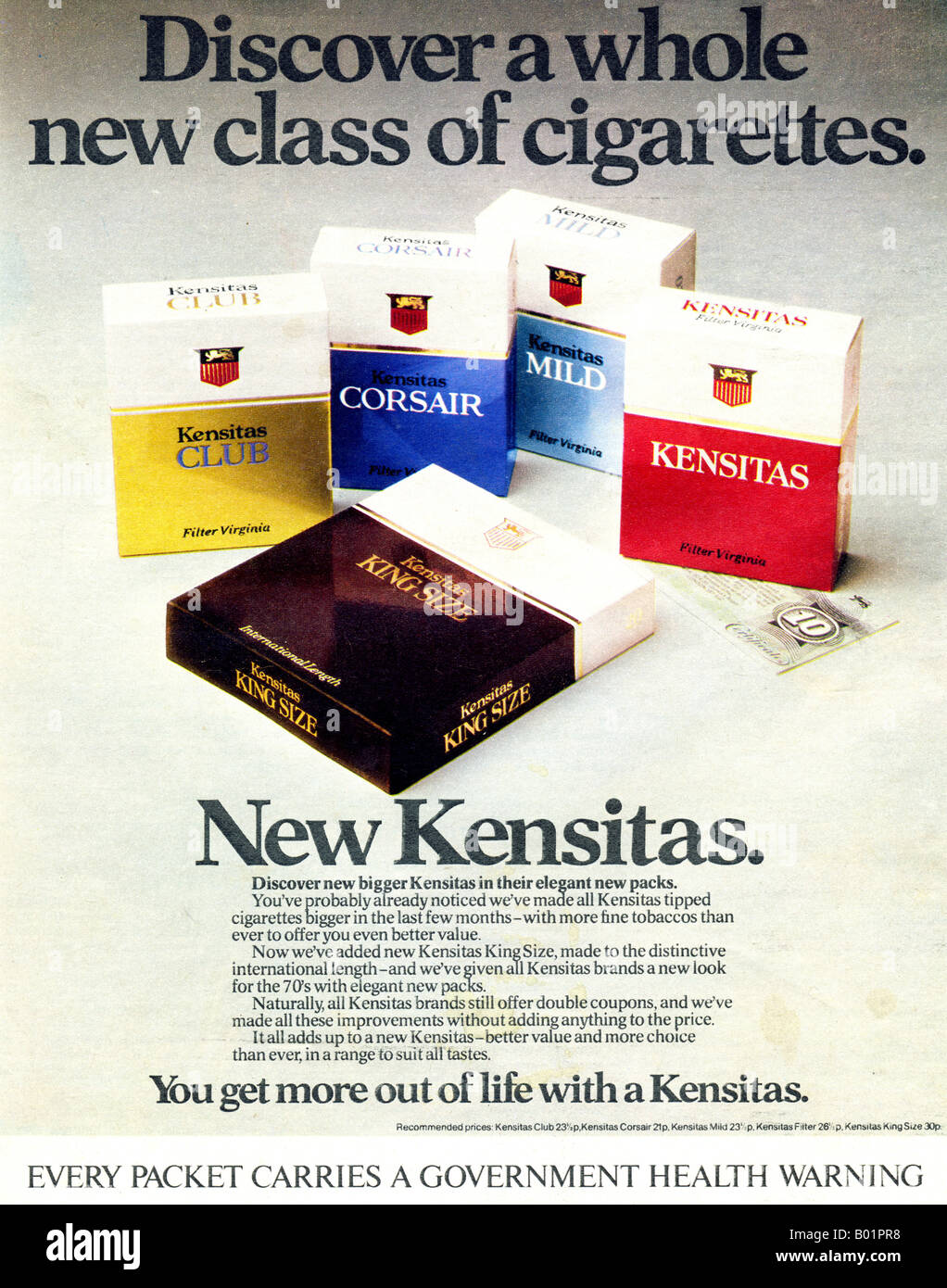 cigarette commercials 1970 Cigarette advert 1970s hi-res stock photography and images