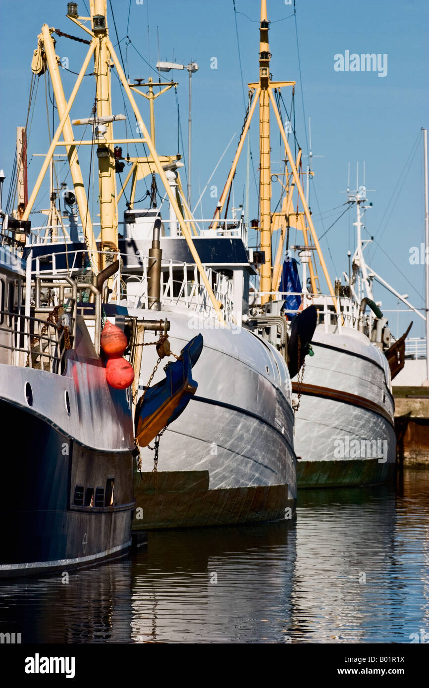 Fishing fleet in a harbour Stock Photo