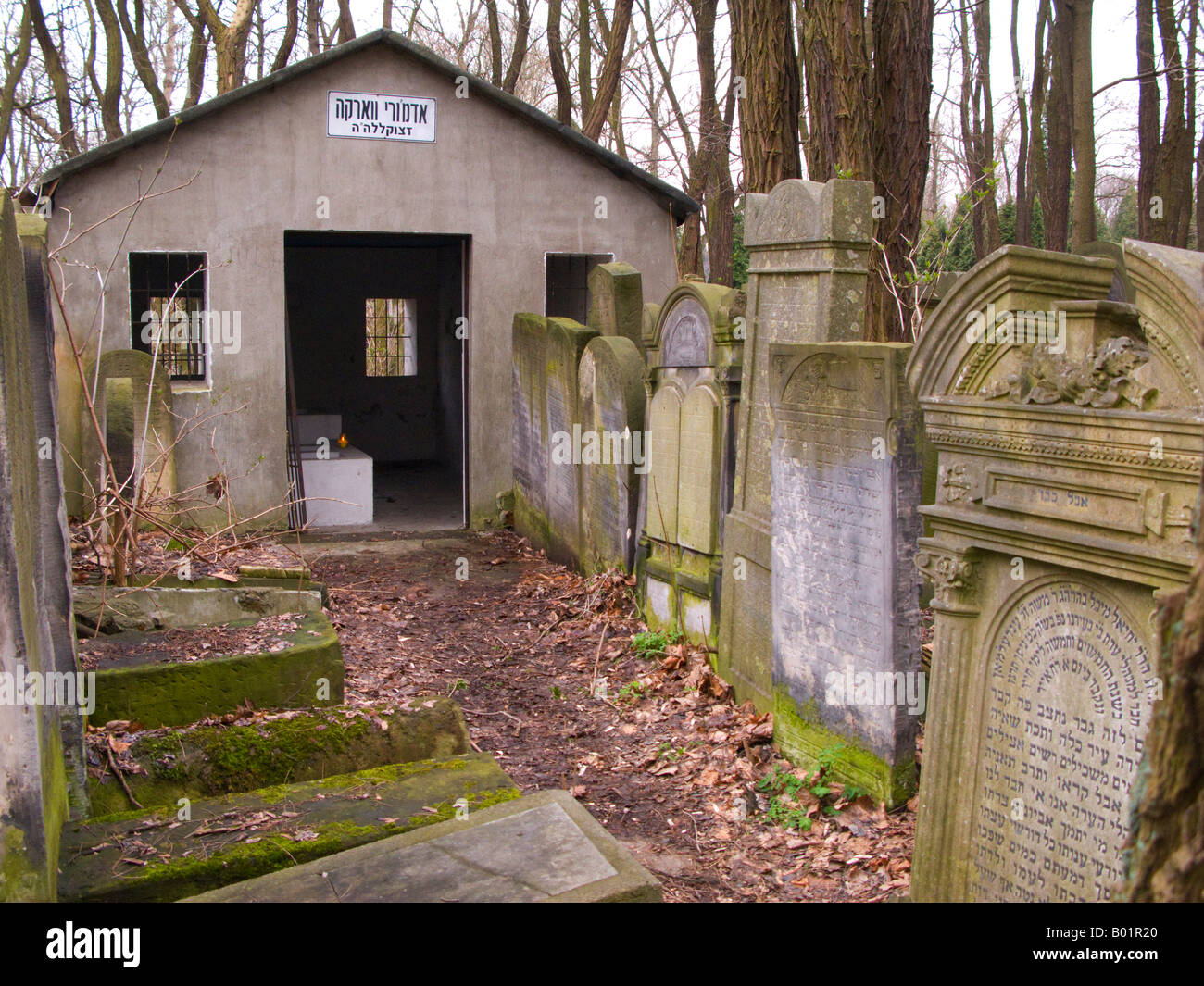 ohel of tzaddik in Warsaw Jewish Cemetery, Poland Stock Photo