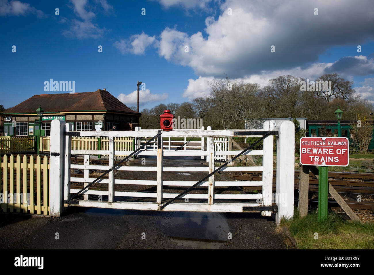 Old Level Crossing Gates Stock Photo Alamy