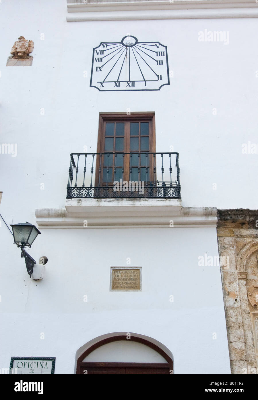 Sun-dial on the wall,Marbella; Malaga province,Andalusia,Spain Stock Photo